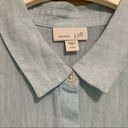 J.Jill  Love Linen Blue Tunic Top Button Front PL Photo 2