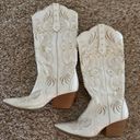 White Beaded Cowboy Boots Size 7.5 Photo 0