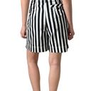 Bermuda vintage black white striped high waisted pleated front  trouser shorts Photo 2