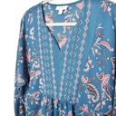 Style & Co  Womens Blue Long Sleeve Paisley Print Peasant Oversized Blouse Small Photo 4