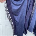 Chico's Chico’s Womens Kimono Top Boho Blue Faux Suede Fringe Crochet Wrap O/S Photo 6