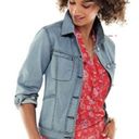 CAbi  Locomotive Light Wash Pinstriped Denim Button Up Jean Jacket #5159 Size L Photo 5