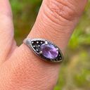 925 silver vintage ring with purple stone marcasite size 8 Photo 0