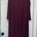 LuLaRoe  Red & Blue Striped Sarah Duster Open Cardigan Photo 0