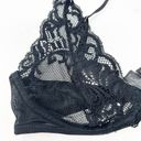 Natori  Womens Wireless Floral Feathers Scallop Lace Plunge Bra Size 32 B/C Black Photo 1