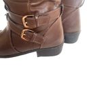 AZ Denver Faux Leather Brown Calf Heeled Zippered Womens High Fashion Boots 8M Size 8 Photo 10