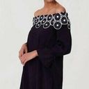 Loft  NWT Navy Lace Appliqué Off the Shoulder Shift Dress Size S Photo 0