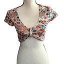 No Boundaries Floral Crop Top XS - Retro Flower Pattern, Short Sleeve, EUC Photo 0