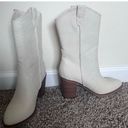 Cream Snakeskin Cowboy Boots White Size 6 Photo 3