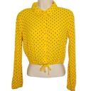 Sky And Sparrow Yellow Button Front Top Long Sleeve Crop Top Size M Photo 0