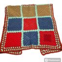 Vintage Handmade Granny Square Crochet Vest Open Front 1970s Hippy Boho Red Blue Size undefined Photo 5