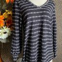 Doe & Rae ✅3/$30✅ NWT  Black Striped Long Balloon Sleeve Open Keyhole Back Top | MEDIUM | Photo 1