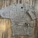 . Grey Silver White Sparkle Blend Folded Short Sleeve Knit Sweater L ana Photo 0