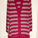 belle du jour Striped V Neck Cardigan Tunic Sweater Photo 2