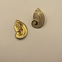 Crown Capier Cream Enamel Gold Tone Stripes HOOP CLIP On Earrings Screw On Photo 2