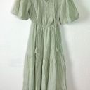 Anthropologie  Moon River Puff Sleeve Maxi Tiered Dress Mint Smocked Small Photo 11