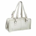 Amerileather Classy Belt Stitched Leather Satchel Off White Photo 1