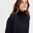 Everlane Luxe Wool Square Turtleneck in Navy Blue 100% Merino Wool Photo 11