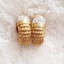 Swavorski Vintage  Gold + Crystal Huggie Earrings Photo 1