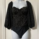 Cami NYC  The Janelle off the shoulder bodysuit black lace size large Photo 1