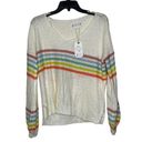 Love Riche  Sweater Size Small Cream Multi Color Stripes Acrylic Blend Womens Knit Photo 0