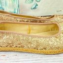 SO  Round Toe Ballet Flats Sequin Espadrille Blush Gold Size 8 Photo 1