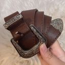 Western Belts for Women, Vintage Design faux Leather Waist Belt with Western-style Buckle for Ladies cowboy brown Photo 0