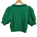 The Moon Day +  puff sleeve crochet knit green knit cropped sweater size Medium NEW Photo 5