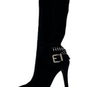 BCBGeneration  Women's Black Gold Faux Suede Knee High Zip 4 " Heel Boots sz 8M Photo 2