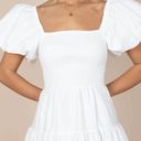 Petal and Pup  ANNETTE PUFF SLEEVE SHIRRED MIDI DRESS - WHITE Photo 11