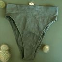 Aerie  Ribbed Green High Cut Bikini Bottoms NWT Photo 0