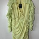 NBD Revolve Indira Ruched Ruffle Chiffon Mini Dress Yellow Sz Small Photo 0