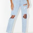 Pretty Little Thing Light Wash Distressed Straight Leg Jean Photo 0