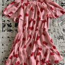 Sugar Lips Light pink with red flowers, off the shoulder romper Photo 0