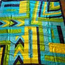 Oscar de la Renta  Vintage Scarf Geometric Abstract Square Blue Green Designer Photo 4