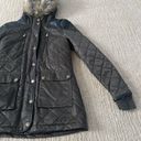 BCBGeneration  Dark Olive Quilted Winter Coat with Furry Hood Photo 2