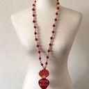 RARE HOUSE OF BLUES SACRED HEART MARDI GRAS BEAD NECKLACE NEW ORLEANS Red Photo 0