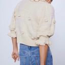 ZARA  NWOT Ruffled Floral Gem Button Down Knit Cardigan Sweater in Ivory Cream Photo 8