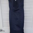 Hayley Paige Occasions Navy Blue Satin Dress Photo 3