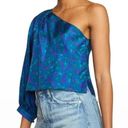 Veronica Beard NWT  Lyric Silk Floral One Shoulder Blouse in Cobalt Multi Photo 0