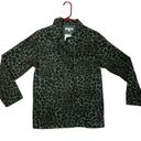 Good American  womens 1 small utility jacket sage leopard green new schaket butto Photo 1