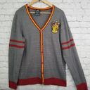 Harry Potter Wizarding World Gryffindor  Cardigan LARGE Sweater Button Down Gray Photo 2