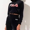 FILA  Aitana Black Velour Logo Cropped Hoodie Size Small Photo 0