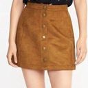 Old Navy  Faux Suede Chocolate Brown Snap Front Mini Skirt Fits like US 14 Photo 0