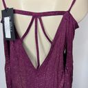 Chaser  Women's Size Medium Cold Shoulder Top Purple Shimmer Cage Back Blouse NWT Photo 4