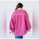 POL  Two Tone Button Front Oversized Shacket Size L/XL in Punch Pink Photo 1