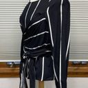 New York & Company Soho Jeans NWT Black Striped Long Sleeve Wrap Top XS Photo 4