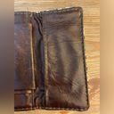 RARE Vintage Trifold Stitched Wallet Brown Faux Leather Interior 1970s Green Photo 7