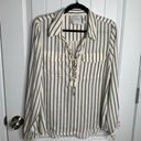 L'Academie L’Academie Revolve striped lace up long sleeves white blouse size medium Photo 1