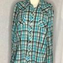 Ariat  Womens Green Plaid Embellished Long Sleeve Snap Button Western Shirt XL Photo 0